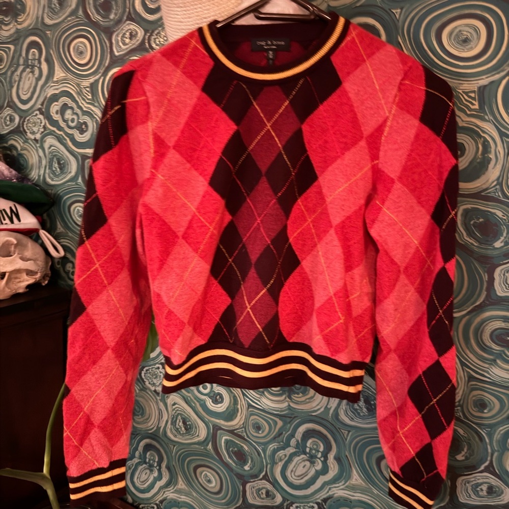 Rag & Bone Argyle Cropped Sweater